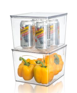 Plastic Container Bins with Lids Set