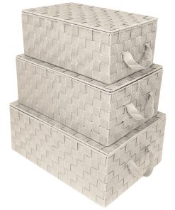 Storage Woven Basket with Lid (3 Pack)