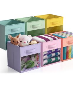 11 Cube Storage Bins with Window (6 Pack, Pastel Set)