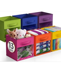 13 Large Cube Storage Bins with Windows (6 Pack Multi)
