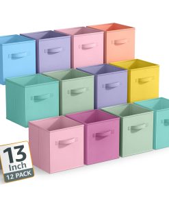 13 Large Cube Storage Bins 12 Pack Multicolored Set