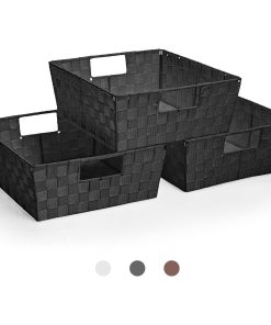 Woven tote basket with handles (3 Pack)