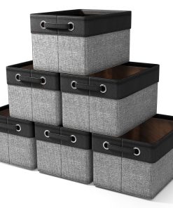 Twill Rope Fabric Storage Bins for Shelves (6 Pack)