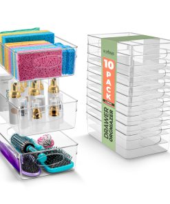 Plastic Clear Container Bins with Handles (10 Pack)