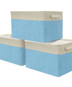 Twill Storage Basket Set with Trim (3 Pack)