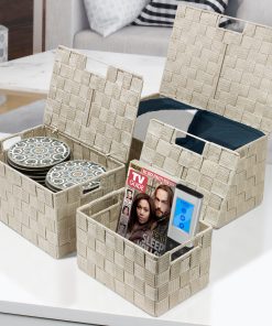 Alternative view of Basket Bin Double Woven with Lid (3 Pack)