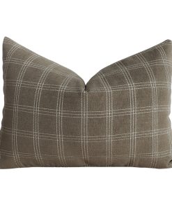 Alternative view of Tailored Check | Truffle Pillow Cover