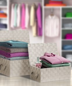 Alternative view of Storage Woven Basket with Lid (3 Pack)