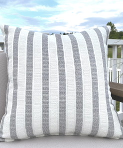 Alternative view of Woven Stripes | Gray Outdoor Pillow Cover