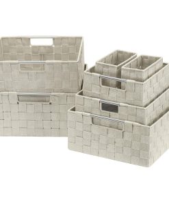 Double Woven Basket Bin Set (7 Pc)
