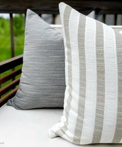 Alternative view of Woven Stripes | Sand Outdoor Pillow Cover