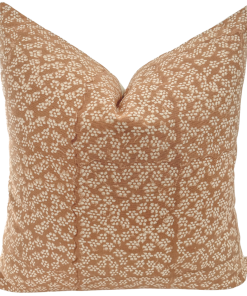 Apricot Floral Block Print Pillow Cover