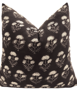 Black Taupe Floral | Block Print Pillow Cover