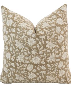 Carmel Beige Block Print Pillow Cover