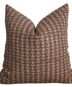 Cinnamon Floral Block Print Pillow Cover