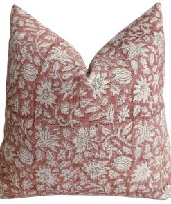 Dark Rose Block Print Pillow Cover
