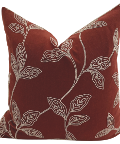 Embroidered Stems | Red Pillow Cover