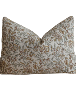 Alternative view of Fall Bloom | Sage Block Print Pillow Cover