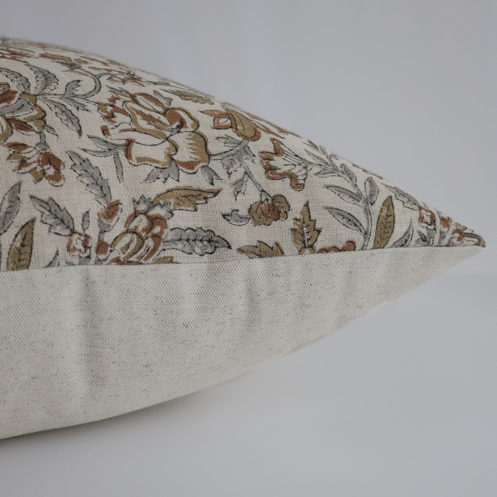 Fall Bloom | Gray Block Print Pillow Cover - Image 2