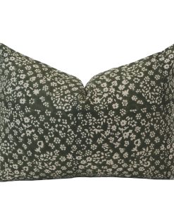 Alternative view of Dark Green Floral Block Print Pillow Cover