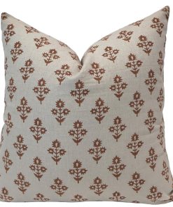 Russet Flower Block Print Pillow Cover