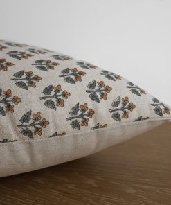 Alternative view of Zinnia Orange Floral Block Print Pillow Cover