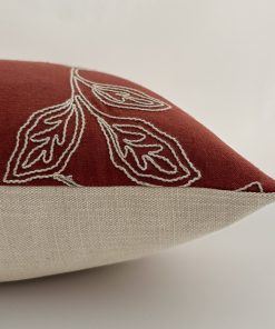 Alternative view of Embroidered Stems | Red Pillow Cover