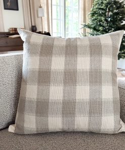 Alternative view of Taupe Check Pillow Cover