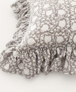 Alternative view of Greige Floral Ruffle Pillow Cover