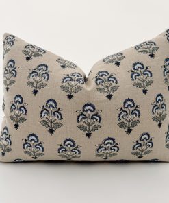Alternative view of May Blue Block Print Floral Pillow Cover