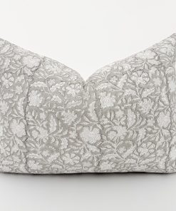Alternative view of Spring Gray Flower Block Print Pillow Cover