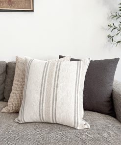 Alternative view of Timeless Stripe | Neutral Indoor/Outdoor Pillow Cover