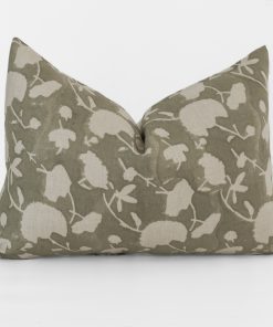 Alternative view of Sage Floral Block Print Pillow Cover