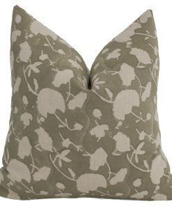 Sage Floral Block Print Pillow Cover