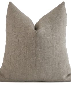 Woven Taupe Windowpane Pillow Cover