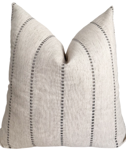 Embroidered Stripe | Gray Pillow Cover