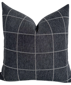 Blue Charcoal Plaid Pillow Cover