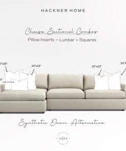Chaise Sectional Combos Pillow 5 Inserts ~ Lumbar + Squares