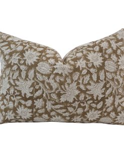 Alternative view of Rose Bud Brown Block Print Pillow Cover
