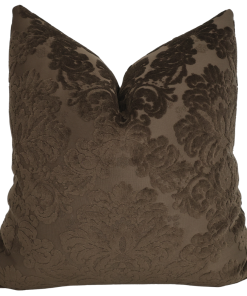 Velvet Damask Brown Pillow Cover