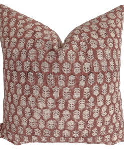 Wabi Light Red Block Print Pillow Cover