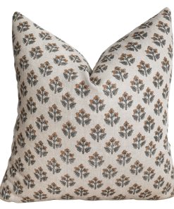 Zinnia Orange Floral Block Print Pillow Cover