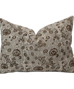 Alternative view of Chocolate Flower Block Print Pillow Cover