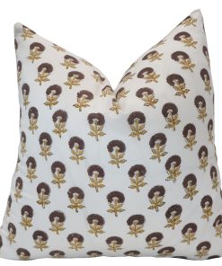 Dandelion | Brown Floral Block Print Pillow Cover