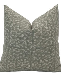Sage Green Floral Block Print Pillow Cover