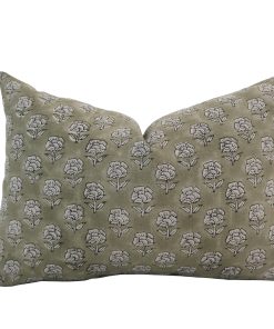 Alternative view of Subdued Green Floral Block Print Pillow Cover