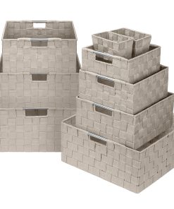 Basket Bin Set Double Woven (9 Pack)